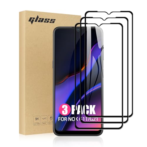 TailTech Protector de pantalla para Nokia G11/G21, protector de pantalla para Nokia G11/G21, vidrio templado de cobertura completa, paquete de 3 unidades para Nokia G11/G21, protección de borde a