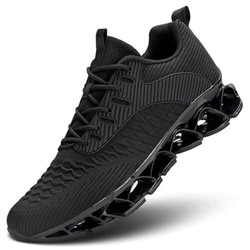 Men's Running Shoes Blade Tennis Walking Casual Fashion Sneakers Breathable Non Slip Gym Sports Work Athletic Trainers All Black