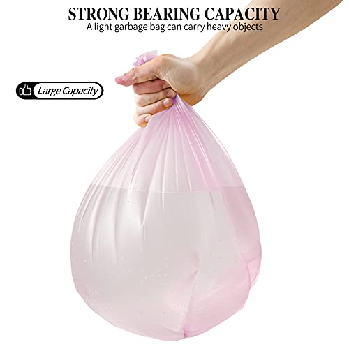 5 Rolls Small Trash Bags - 100 Counts Durable 4 Gallon Small Garbage Bags for home office kitchen Bathroom Bedroom Trash Can liners（Pink）