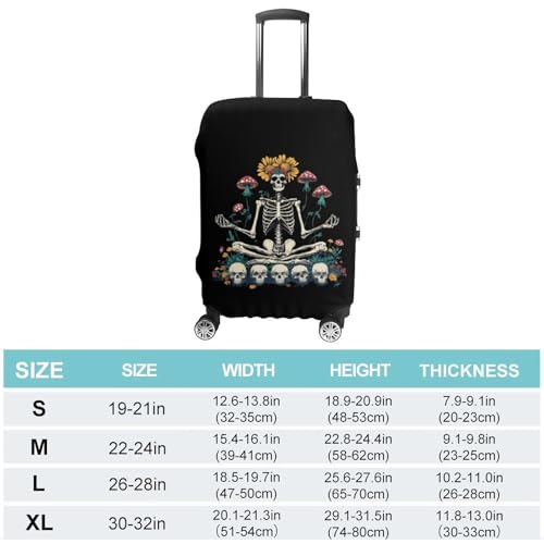 Skeleton Mushroom Travel Suitcase Cover Protective Luggage Case Washable Baggage Protector Fits 19-32 Inch L2