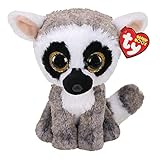 Lémurien en peluche de 30 cm Ty - Beanie Boo\'s - Peluche Linus le Lémurien, TY36472, Marron / Blanc, 30 cm