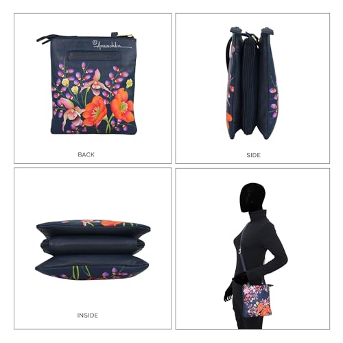 Anuschka Women's Original Hand-Painted Genuine Leather RFID Blocking Triple Compartment Organizer Crossbody3