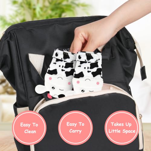 Image of 2Pack Silicone Teething Mitt, Cow Baby Teething Toy for 0-6 6-12 Months, Food Grade Silicone Infant Teething Mitten, BPA-Free Baby Chew Toys for Pain Relief, Sucking Needs