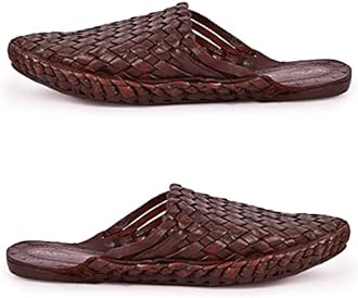 Royal Khwaab Men's Leather Pull-On Kolhapuri Chappal Brown