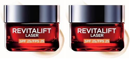 L'Oréal Paris Revitalift Laser SPF 25, Crema de Día Nº1 Anti-Edad Triple Acción, con Pro-Retinol, Ácido Hialurónico y Vitamina Cg, Reduce Arrugas, Reafirma y Reduce Manchas Oscuras, 50ml