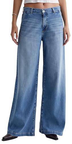 AG Women's Stella Mid Rise Wide Leg Palazzo Jean