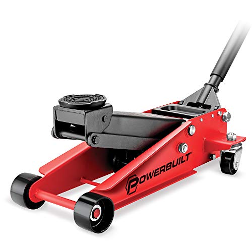 Image of Powerbuilt 3 Ton Garage Jack Car Lift, Dual Piston, Heavy Duty for Car and Truck Vehicles, 8 Pumps to Max Height 18 Inches - Red 620588