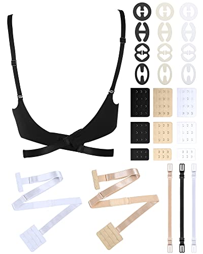 Haysandy 27 Pieces Adjustable Bra Strap Clips for Back Anti-Slip Bra Accessories Set Include Bra Strap Clips Bra Strap Extenders Low Back Bra Converter Extension Strap 2 Hook, 3 Hook, 4 Hook