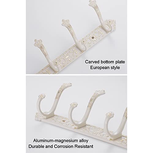 Perchero de Pared Perchero Dorado y Blanco Montaje en Pared, Percheros detrás de la Puerta, Ganchos de Pared Estante para baño, Dormitorio, Entrada Perchero (Color: B, Tamaño: 5 Ganchos)