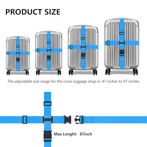 Image of BILIONE Cross Luggage Straps and Luggage Tags Set (Blue)