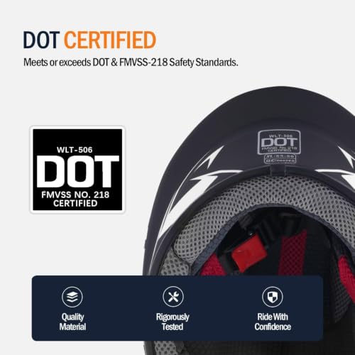Image of Kids Motorcycle Helmet Full Face DOT Approved | Lightweight Child ATV Electric Dirt Bike Go-Kart Quad 4-Wheeler Mini Motorcycle Street Racing Helmet for Boy Girl Age 5-10