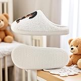 HFBAOEGU Comfy Home Elastic Slippers Retro Memory Foam Fuzzy Shoes For Womens Mens Cute Cartoon Plush Fluffy Warm Fur Lined Slippers Winter Indoor House Shoes