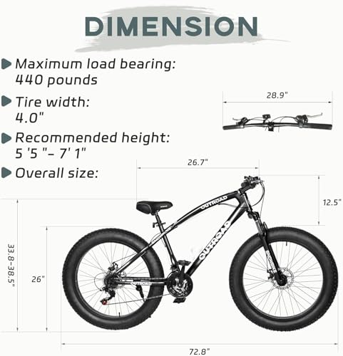 Outroad Mountain Bike Fat Tire with 4-Inch Tire 26 inch