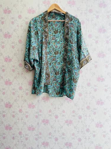 Handmade Short Jacket Silk Kimono – Boho Vintage Duster for Beach, Summer Outfits, and Casual Style Gift for Birthday2
