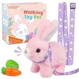 Voichic Robot Bunny Pal- My Realistic Rabbit Toy, Electronic Pets with Sounds, Jumping, Twitching, and Shaking Ears, Interactive Plush Bunny for Kids with Leash, Birthday Gift for Toddler (Pink)