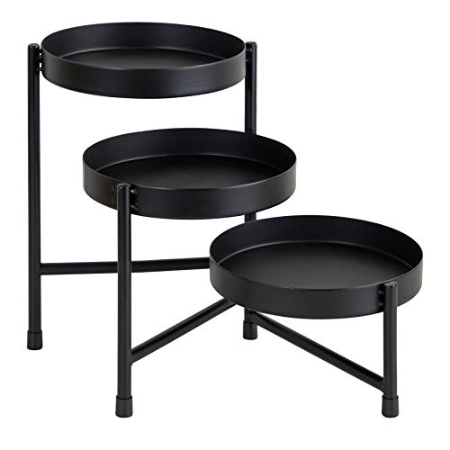 Kate and Laurel Finn Modern Tri-Level Metal Plant Stand, 7.25 x 7.25 x 10, Black, Indoor Multi-Tiered Plant Stand for Tabletop by Kate and Laurel - Image 4