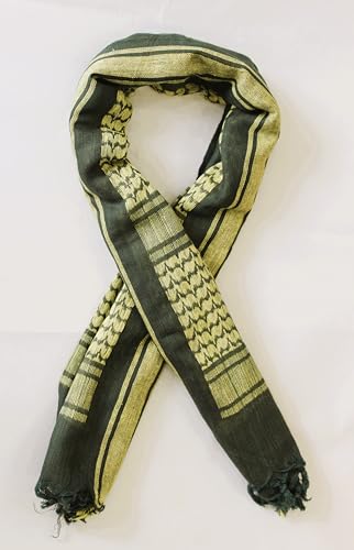 Image of Cotton Shemagh Keffiyeh Scarf - Lightweight Tactical Desert Head Neck Wrap, Sun Protection Outdoor Scarf for Summer Hiking