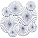 ZYOOO Lot de 8 Decoration Eventail Papier Blanc à Suspendre pour Fête Anniversaire,Mariage,Noël,Foraine – 30,5 CM et 40,6 CM