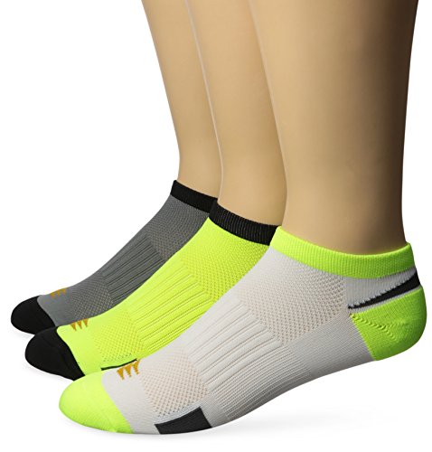 PowerSox mens Lightweight No Show With Mositure Control, 3 Pairs Socks, Yellow, Shoe Size 9-13 US