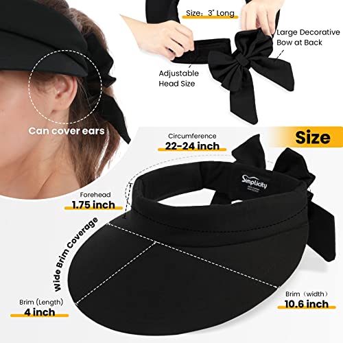 Simplicity Black Visor Women Upf 50+ Uv Protection Sun Hat Womens Wide Brim Beach Hats For Women Sun Hat Golf Visor,Black #TOP4