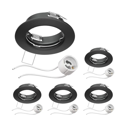 ledscom.de 5 Pieces Ceiling recessed Frame Fere recessed Frame Black matt (LED/Halogen/GU10/MR16/PAR16/50mm) incl. GU10 Socket