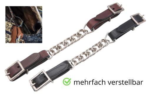 Amesbichler Reitsport AMKA Kinnkette mit Lederschlaufen für WesternTrense Westernreiten 073/32A