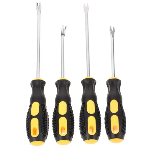 OUNONA 4個 室内装飾用起?器 スチール製 耐久性強化 曲線 直線 字 字型ネイルリムーバー 多機能手動釘抜きツール 家 工場 木工 修理用