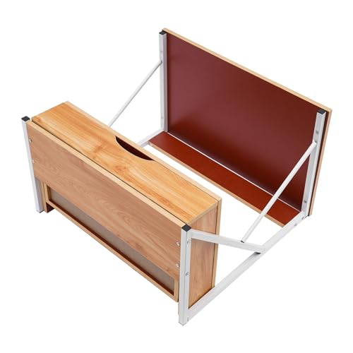 Estantería para microondas de dos pisos, colores madera, con cajón y capacidad de carga de 10 kg, de MDF y hierro, 54 x 35 x 50 cm, diseño abierto, suficiente espacio de almacenamiento, organizador de - imagen 9