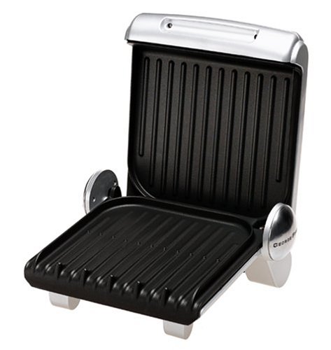 George Foreman GR19BW Contemporary Design Grill with Bun Warmer, Silver