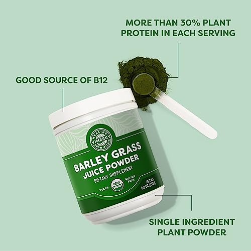 Vimergy Organic Barley Grass Juice Powder – 0.8g per Serving, 250g – Cardio Health, Vegan, Gluten-Free
