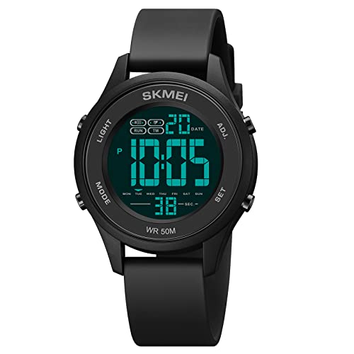 Reloj Digital para Hombres, Aceshop 50M Impermeable Deportes de los Relojes Digitales con retroiluminación EL con Calendario de Alarma de cronómetro de Tiempo Dual de Cuenta Regresiva (Negro) Cover