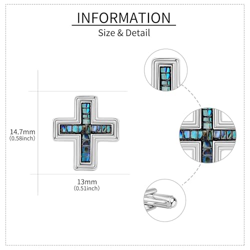 YAFEINI Cross Cufflinks for Men 925 Sterling Silver Abalone Shell Christian Pair of Cufflinks Business Wedding Groomsmen Gifts Suit Shirt Accessories for Men Father4