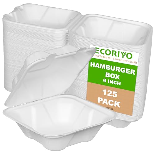 ECORIYO Burger Bagasse Takeaway-Boxen 125 Stück