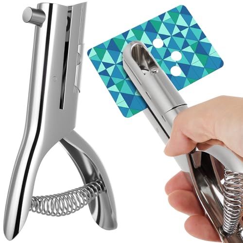 Image of Chumia 1 Pcs Heavy Duty Hole Punch 2 inch Long Reach 3 /8 Inch Paper Single One Hole Puncher Deep Throat Reduced Effort Hand Held Alloy Punch for ID PVC Cards 5 Inch Tall 25 Sheet Capacity