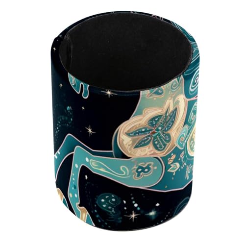 Portalápices para escritorio, accesorios de escritorio, fondo azul, estampado de caballo, taza para lápices