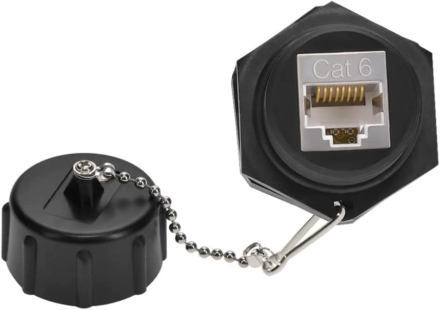 InstallerParts CAT6 RJ45 Shielded Panelmount Punch Down Jack with Dust Cap - 100 Pack, IP67 Water Resistant