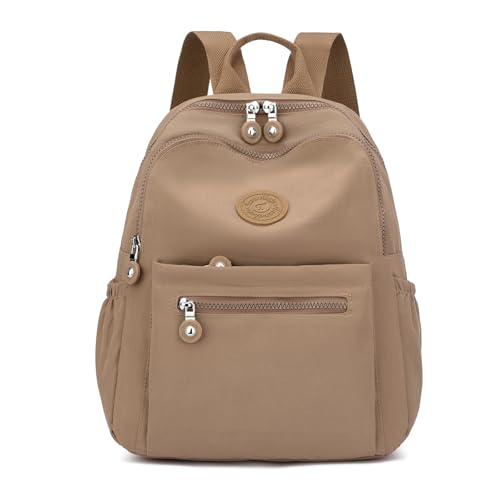 Image of Tanweibago Mini Nylon Women Backpacks,11L Small Ladies backpacks Casual Lightweight Women Shopping Travel Daypack (Beige)