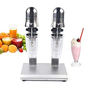 Gdrasuya10 560W Double Head Milk Shaking Machine Mixer, Stainless Steel 2 Gears Speeds Commercial Milk Shake Machine 110V for Milk Tea, Coffee Shops