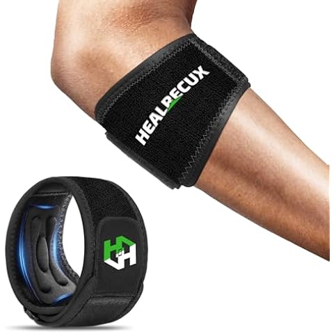Healrecux Tennis Elbow Support Strap with Compression Pads Cover