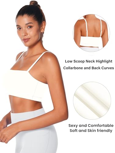 Image of Sunzel Adjustable Straps Sports Bra Padded Yoga Crop Top Light Support | Buttery Soft, Wireless, Adjustable Spaghetti Straps, Removable Pads, Bandeau Bra with Straps, Workout Gym Daily Wear