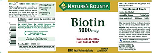Set of 2 Nature's Bounty® Biotin 5000 mcg, 150 Softgels - Image 3