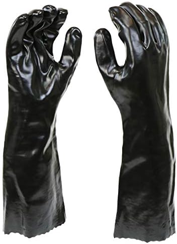 West Chester 12018 Chemical Resistant PVC Coated Work Gloves - Large, Black Fully Coated Safety Gloves with 18 in. Gauntlet Cuff. Workplace Safety Wear