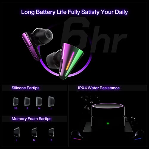 Angry Miao Cyberblade Wireless Gaming Earbuds, Active Noise Cancelling Bluetooth Earbuds With Microphone, 36Ms Low Latency Earphone For Pc, Ps4, Ps5, Switch, Iphone, Android #TOP6