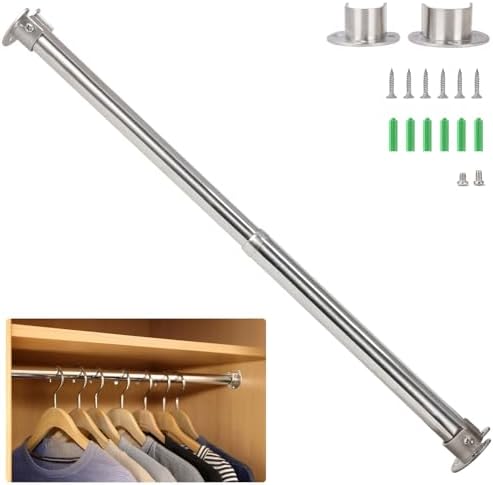 Wardlock Kleiderstange Ausziehbar 69-120CM,Edelstahl Rundrohr Teleskop Garderobenstange für Schrank 1 Set
