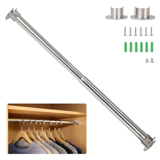 Wardlock Kleiderstange Ausziehbar 34-50CM,Edelstahl Rundrohr Teleskop Garderobenstange für Schrank 1 Set