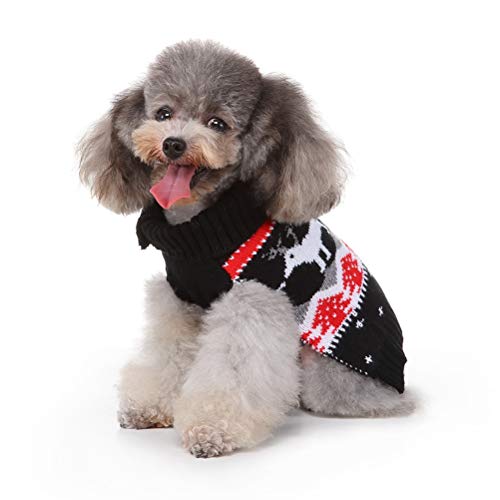 Filhote de cachorro desenho alce floresta padrão animal de estimação suéter quente cachorro roupas d