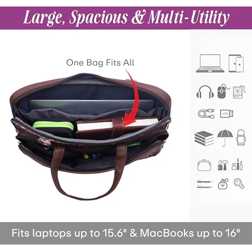 Image of Protecta Stride Floral Printed Laptop Messenger Bag for Men and Women for Office 16 inch Use Macbook Office Briefcase Bag Print Padded Sleeve Straps Durable Design Lightweight 18L Vintage Print