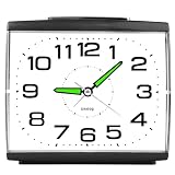 Ayybboo Réveil Matin à Piles Retro Silencieux sans Tic Tac, Grand Cadran Original Analogique Quartz Alarme Vintage Lumineux Snooze Réveil Chevet