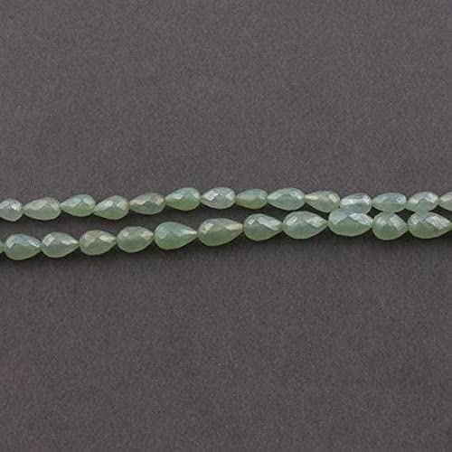 Perles calcédoine verte facettées briolette pour réparer et sublimer un collier terne
