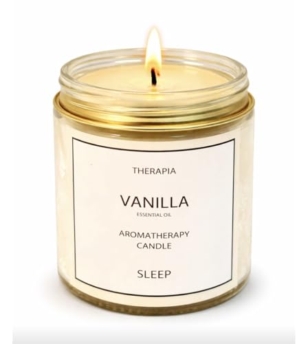 Image of Therapia Self Relieving Vanilla Essential Oil Candle |Hand Poured 200gms Soy Candle| More Than 12 Hours of Burn | Aromatherapy Gifts for Better Sleep, Relaxation and Home Spa